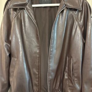 Zara Women’s Dark Brown Leather Jacket
